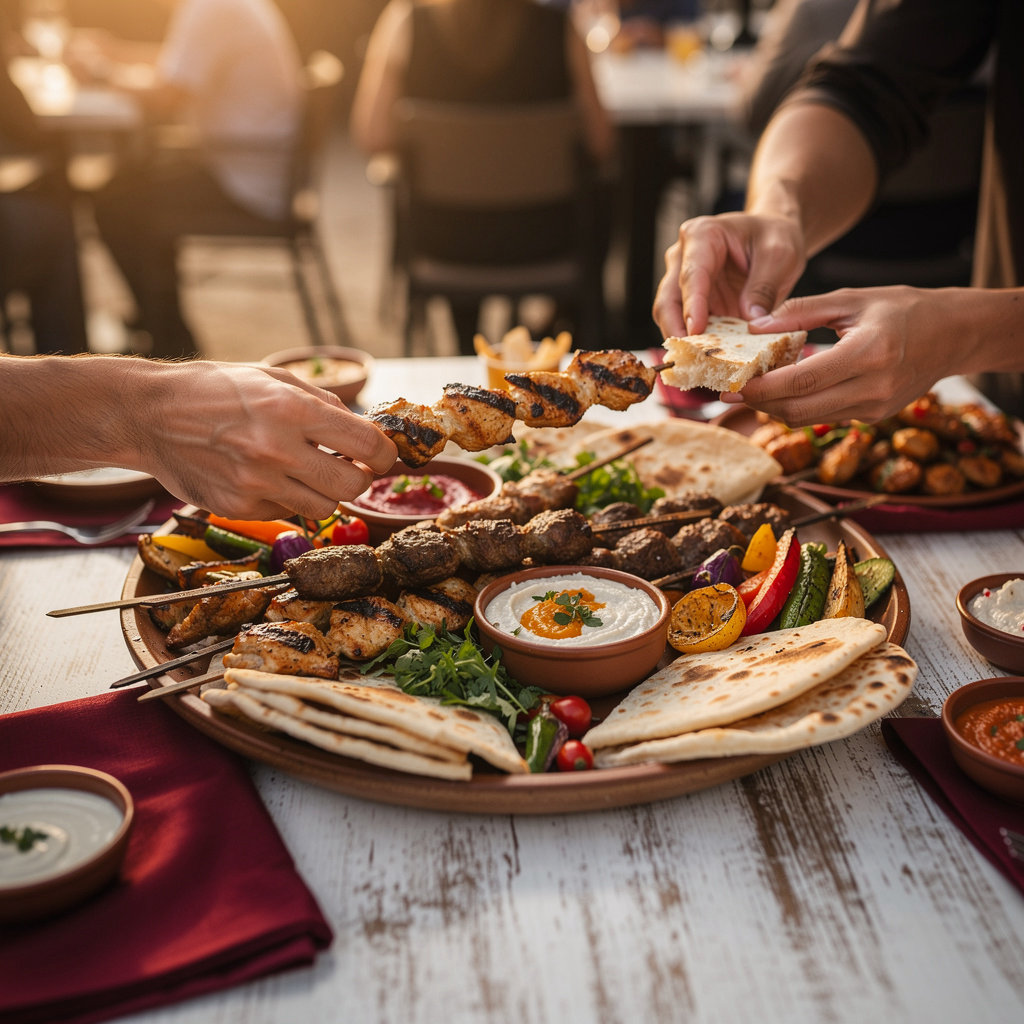 Raz's Kebab Cousine warm dining atmosphere with traditional Middle Eastern grilled kebabs